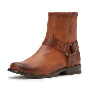 Frye Phillip Harness short boot tan buckle sz 8